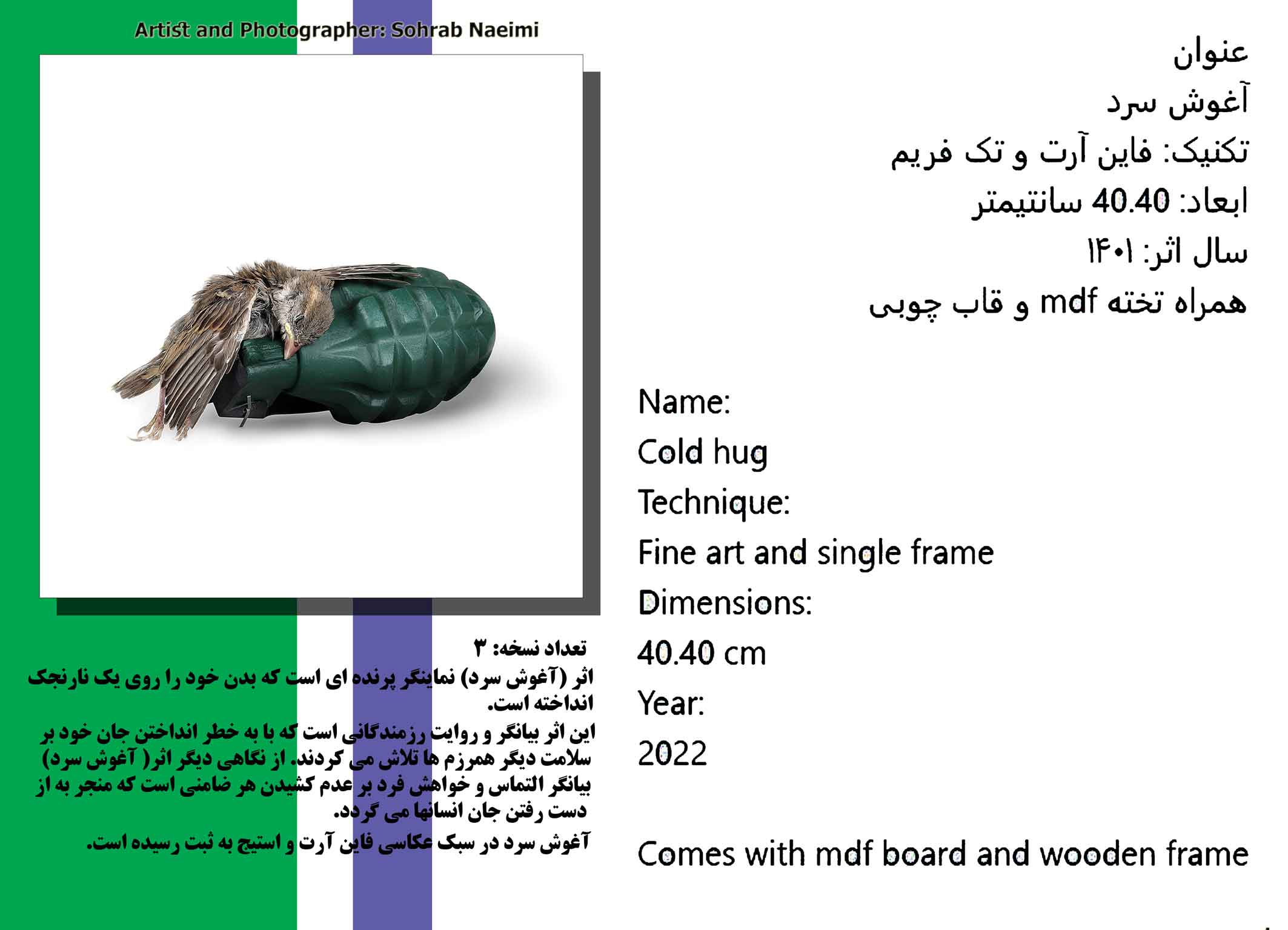 اثر {آغوش سرد} از جمله آثار هنری سهراب نعیمی در ژانر جنگ